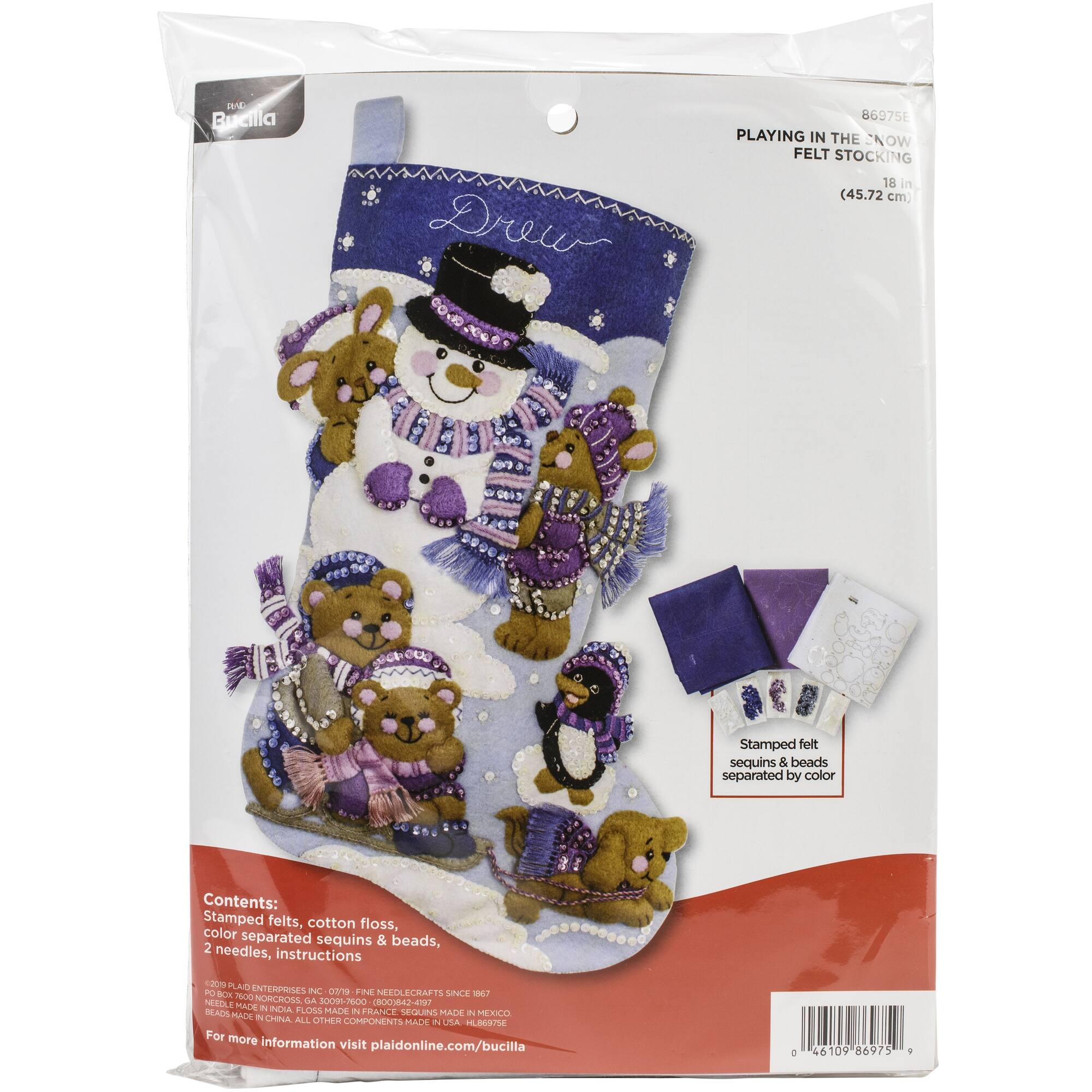 Bucilla Playing In The Snow Stocking Felt Kit